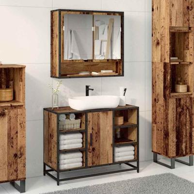 Badkamertenk te kast Oud hout 80 x 33 x 60 cm Bewerkt hout