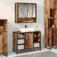 Badkamertenk te kast Oud hout 80 x 33 x 60 cm Bewerkt hout