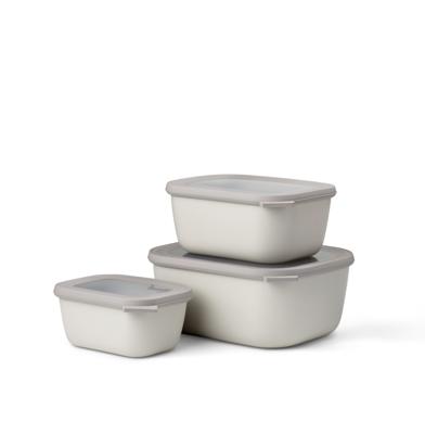 Set van 3 Mepal multikommen rechthoekig Cirqula nordic white 750 ml + 1500 ml + 3000 ml