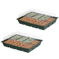 3x stuks grote kweekbakken/kweekkasten met deksel 13 x 43 x 32 cm