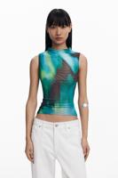 T-shirt van tule met kleurverloop - GREEN - XL