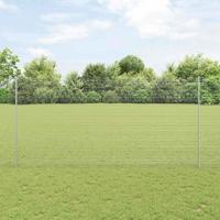VidaXL Hek met paal zilver 1,5 x 10 m staal