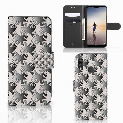 Huawei P20 Lite | Telefoonhoesje | Met pasjeshouder | Salamander Grey
