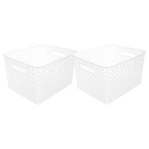 5Five Opbergmand/box van kunststof - 4x - wit - 30 x 37 x 21 cm - 19 liter