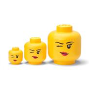 Lego - Opbergbox Hoofd Girl Set van 3 Stuks WebOnly Verpakking - Kunststof - Geel - thumbnail