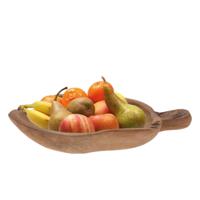 Fruitschaal teak hout blad vorm 35 x 22 cm