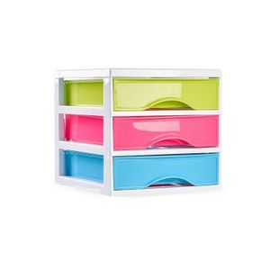 Ladeblokje/bureau organizer 3x lades - multi colour - L18 x B21 x H17 cm - plastic