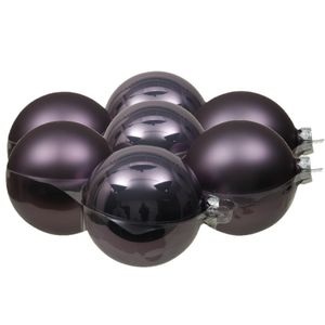 8x stuks glazen kerstballen lila paars 10 cm mat/glans