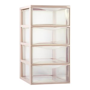 Ladeblokje/bureau organizer met 4x lades - transparant/beige - L26 x B37 x H49 cm - plastic