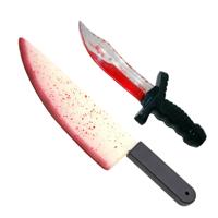 Halloween/horror thema wapens - 2x messen - dolk 25 cm - slagersmes 50 cm - kunststof