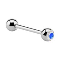 Barbell met Crystaline-balletje Chirurgisch Staal 316L Barbells - thumbnail