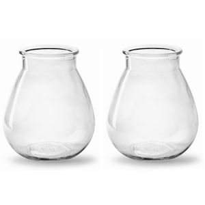 2x Stuks Bloemenvazen druppel vorm type - helder/transparant glas - H17 x D14 cm