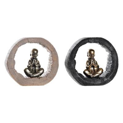 Decoratieve figuren DKD Home Decor Zwart Gouden Monnik Orientaals 20,8 x 6,5 x 18,5 cm (2 Stuks)