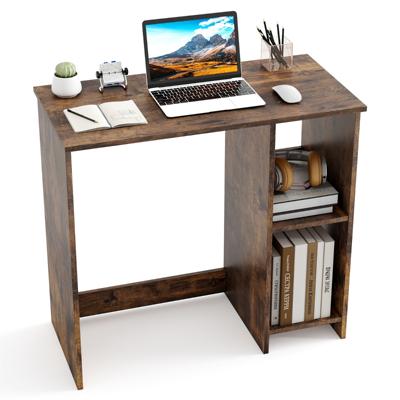 Kleine Bureau met 2 Vakken Computerbureau Kantoortafel Pc-tafel 80 x 40 x 74 cm Bruin