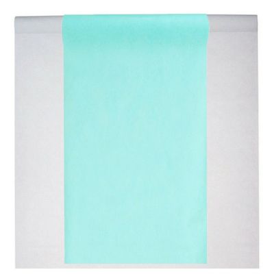 Feest tafelkleed met tafelloper - op rol - wit/azuurblauw - 10 meter