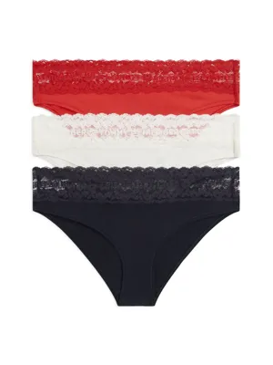 Tommy Hilfiger 3-Pack Dames Bikini Slips - Low rise - Lage vrouwe mini slips en onderbroeken - Kant