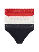 Tommy Hilfiger 3-Pack Dames Bikini Slips - Low rise - Lage vrouwe mini slips en onderbroeken - Kant