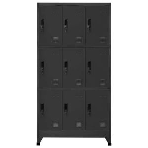 The Living Store Lockerkast - Antraciet Staal - 90 x 45 x 180 cm - 9 afsluitbare deuren