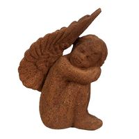 Clayre & Eef Decoratie Beeld Engel 15 cm Bruin Polyresin Religious sculpture Bruin Religious sculpture