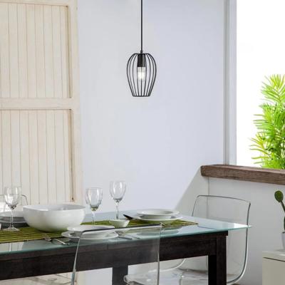 Hanglamp industrieel &apos;San&apos; zwart kooi E27 fitting 150mm