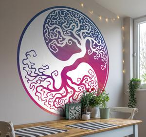 Yin yang boom leven boom muurzelfklevende sticker