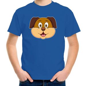 Cartoon hond t-shirt blauw voor jongens en meisjes - Cartoon dieren t-shirts kinderen