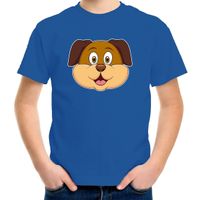 Cartoon hond t-shirt blauw voor jongens en meisjes - Cartoon dieren t-shirts kinderen