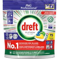 Dreft Platinum Lemon vaatwastabletten, pak van 75 capsules