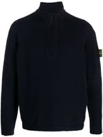 Stone Island Compass-motif half-zip sweatshirt - Bleu - thumbnail