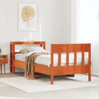 Bedframe zonder matras massief grenenhout wasbruin 100x200 cm