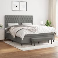 Boxspring met matras stof donkergrijs 180x200 cm