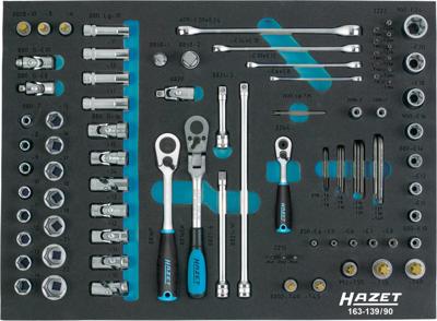HAZET Dopsleutelset | 1/2 inch (12,5 mm) vierkant hol, 3/8 inch (10 mm) vierkant hol, 1/4 inch (6,3 mm) vierkant hol, 1/4 inch (6,3 mm) zeskant