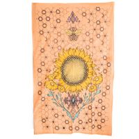 Authentiek Wandkleed Katoen Zonnebloem en Bij (215 x 135 cm)