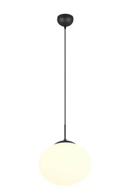 Trio Ovale hanglampFomento Ø 30cm - zwart met wit glas - 363100132
