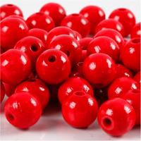Creativ Company Houten kralen, d 12 mm, gatgrootte 3 mm, ca. 40 stuk, rood, 22 gr/ 1 doos