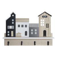 Planken DKD Home Decor Kapstok 39 x 9 x 27 cm Zwart Bruin Wit Hout MDF