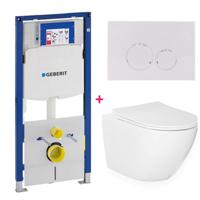 Geberit Sigma UP320 toiletset 35 wandcloset wit glans 49 cm met softclose zitting en drukplaat wit glans - thumbnail