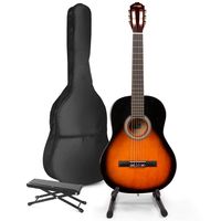 MAX SoloArt klassieke akoestische gitaar met gitaarstandaard en - thumbnail