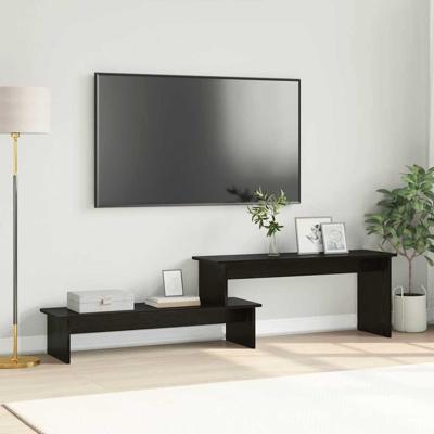 TV-kast met plank met opslag Zwart eiken 180 x 30 x 43 cm Bewerkt hout