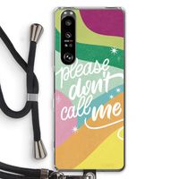 Don't call: Sony Xperia 1 III Transparant Hoesje met koord