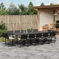15-delige Tuinset met kussens poly rattan zwart