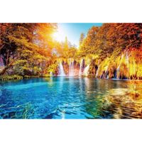 Fotobehang - Waterfall And Lake In Croatia 384x260cm - Vliesbehang - thumbnail