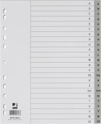 Q-CONNECT tabbladen, A4, PP, 4-gaatsperforatie, set van A-Z, 24 tabs, grijs