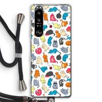 Kleurrijke katten: Sony Xperia 1 III Transparant Hoesje met koord