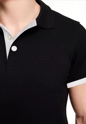 Rusty Neal - Heren Polo - Zwart Wit - Korte Mouw - Knoopsluiting Rusty Neal - Heren Polo - Zwart Wit - Korte Mouw - Knoopsluiting