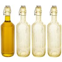 Secret de Gourmet Beugelfles / Weckfles - 4x - geel glas - luchtdicht - 1 liter - waterfles