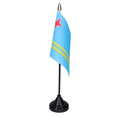 Vlag Aruba tafelvlaggetjes - 1x stuks - 10 x 15 cm vlag - met zwarte standaard