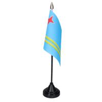 Vlag Aruba tafelvlaggetjes - 1x stuks - 10 x 15 cm vlag - met zwarte standaard