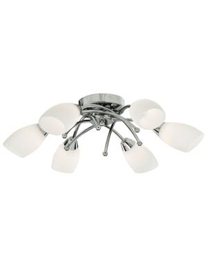 Plafondlamp Opera 6Lt -Chrome Metal & Opal Glass Plafondlamp Opera 6Lt -Chrome Metal & Opal Glass