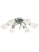 Plafondlamp Opera 6Lt -Chrome Metal & Opal Glass - thumbnail